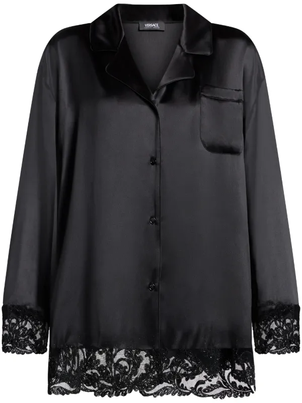 Versace バロッコ レーストリム シャツ | ブラック | FARFETCH JP