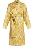 Versace Barocco-print silk-satin robe - Yellow