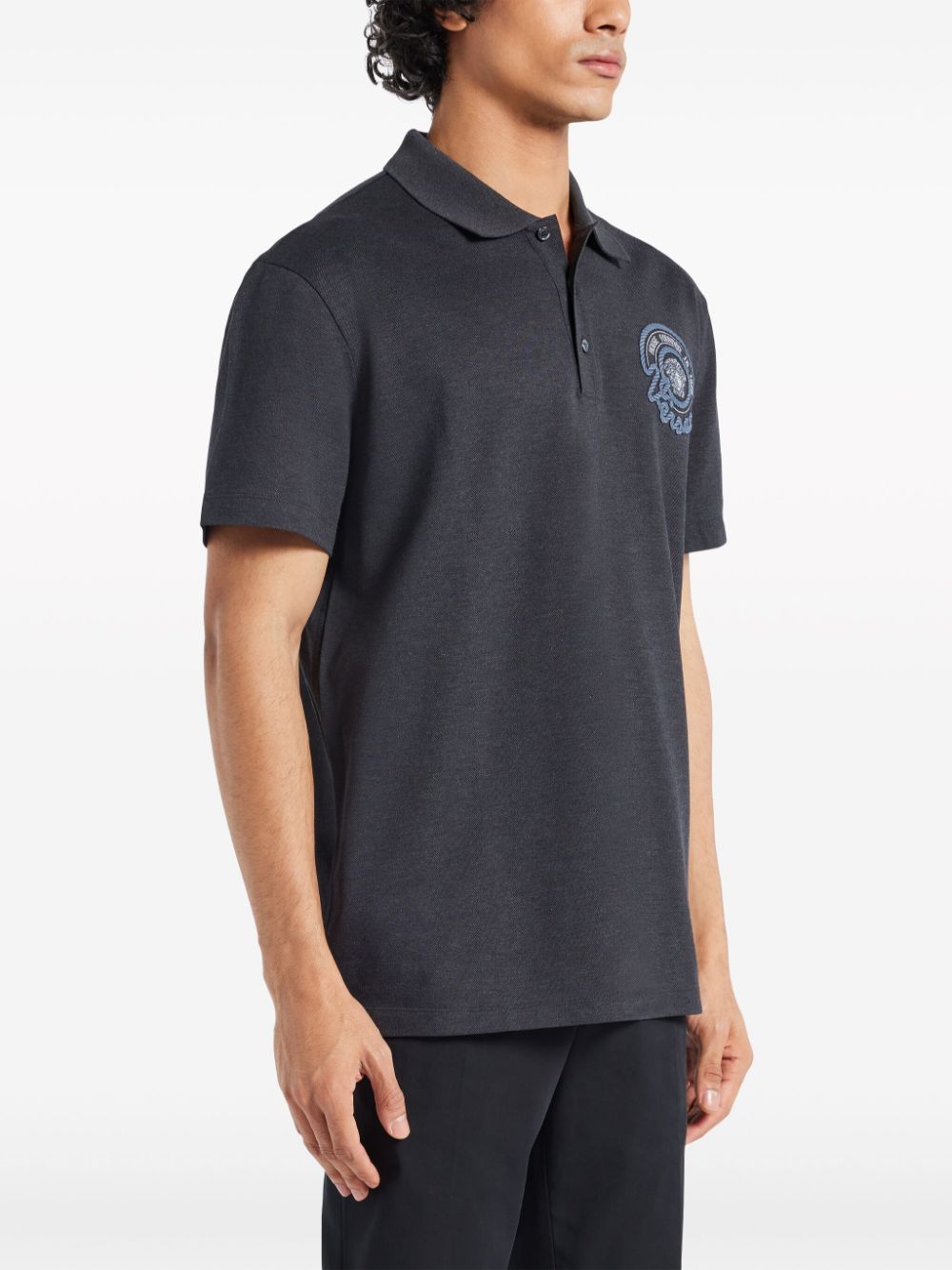 Shop Versace Nautical Medusa Cotton Polo Shirt In Grau