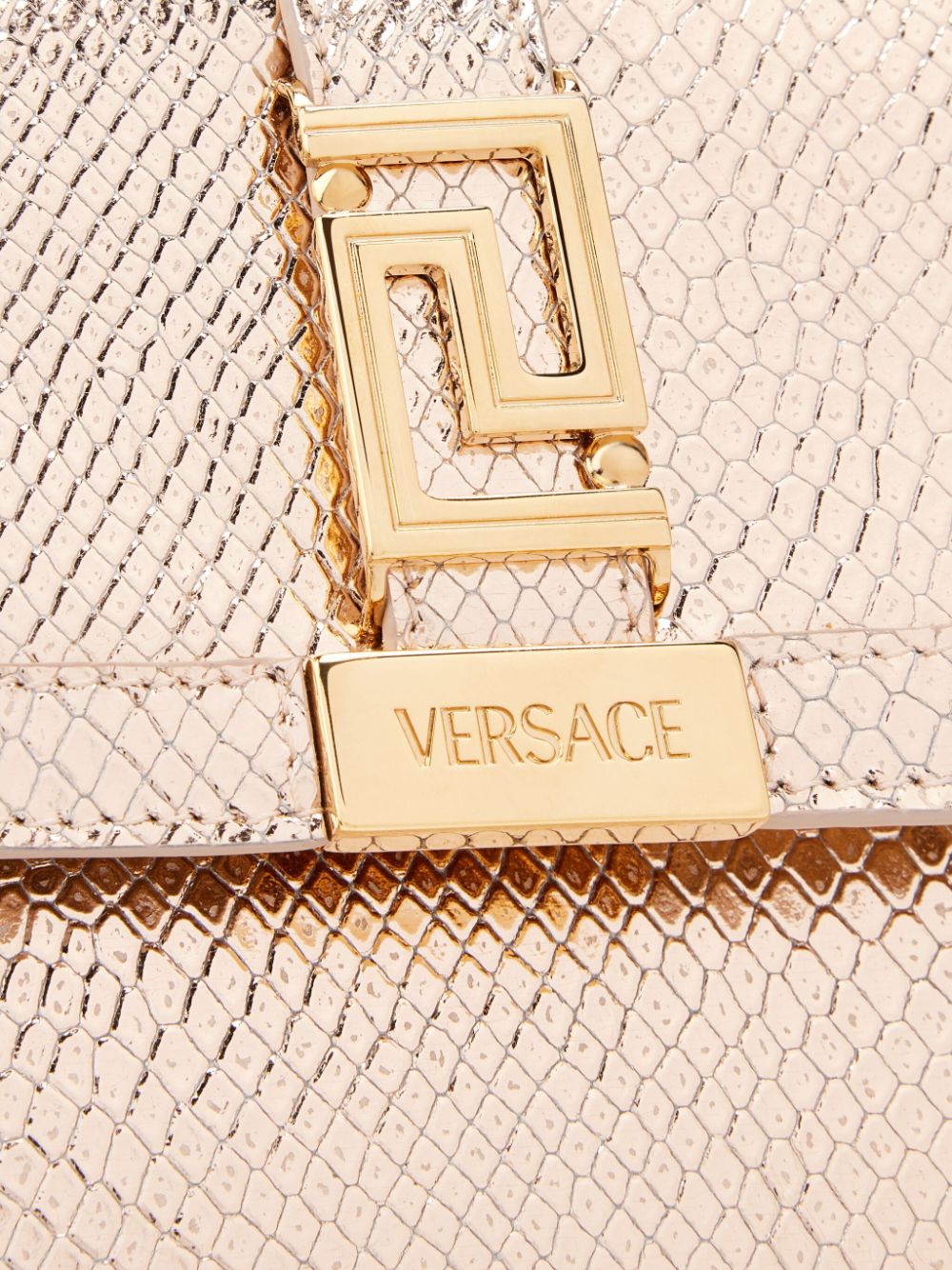 Shop Versace Greca Goddess Leather Tote Bag In Pink
