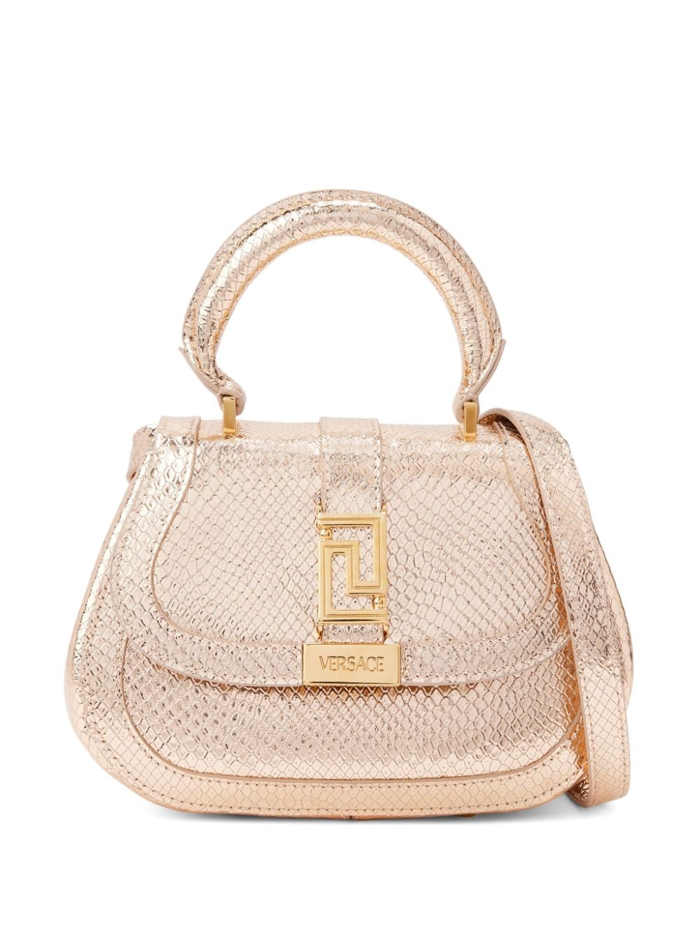 Versace Greca Goddess Leather Tote Bag In Pink