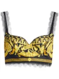 Versace Barocco-print silk bralette - Yellow
