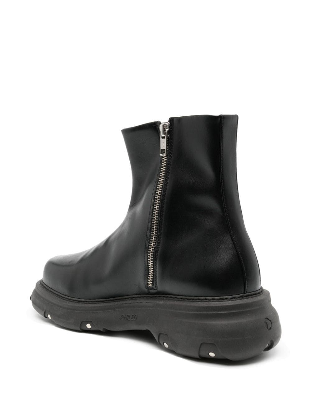 Shop Phileo Trucker Leather Ankle Boots In Black