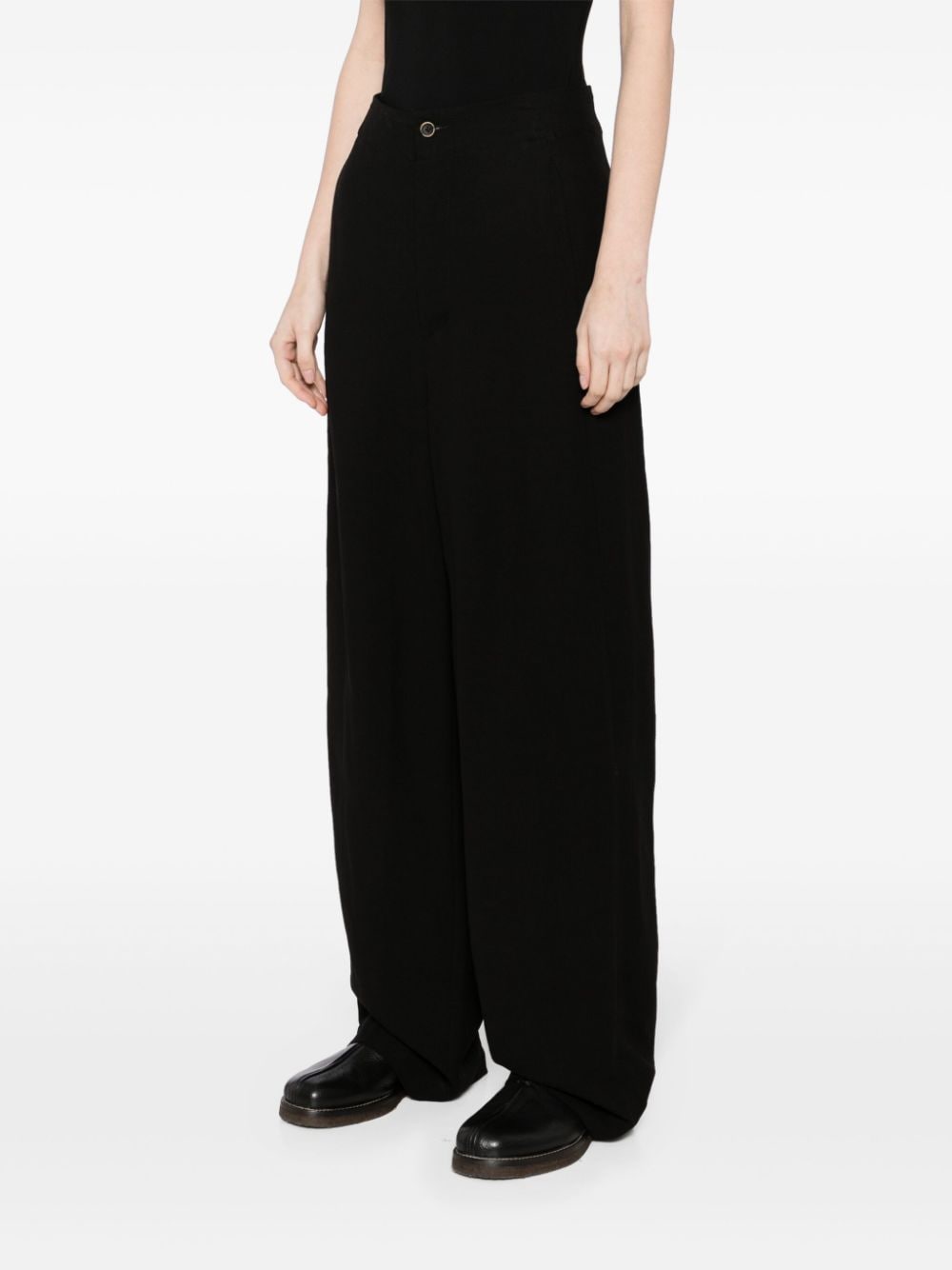 Shop Uma Wang Patterned-jacquard Wide-leg Trousers In Black