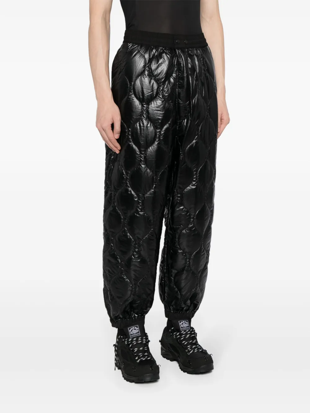 Shop Junya Watanabe Quilted Straight-leg Trousers In Black