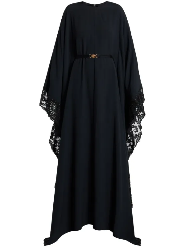 Versace Barocco lace trim Satin Gown Black FARFETCH NZ