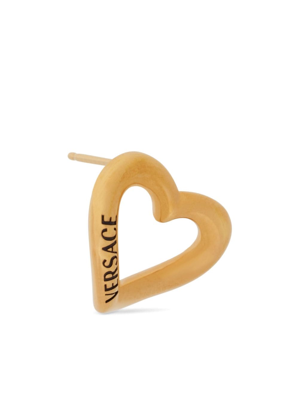 Shop Versace Logo-print Heart-motif Earrings In Gold