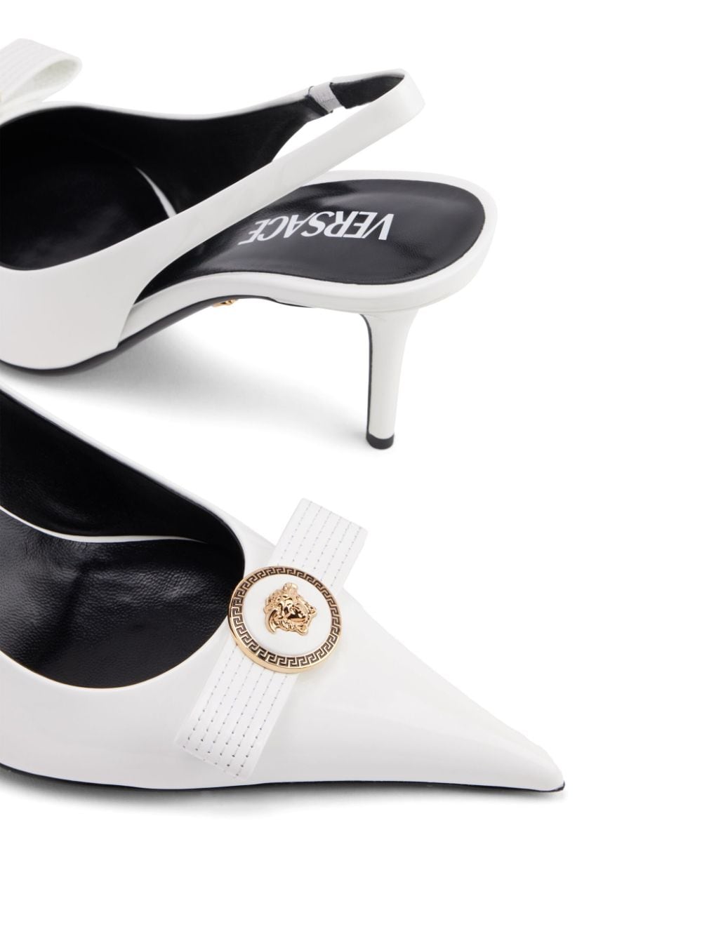 Shop Versace Medusa '95 85mm Leather Pumps In Weiss