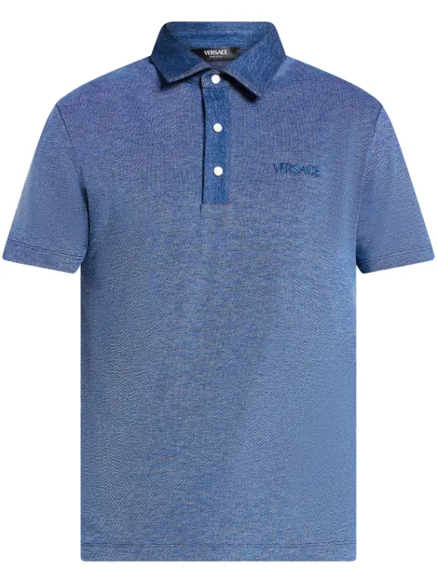Versace logo-embroidered cotton polo shirt