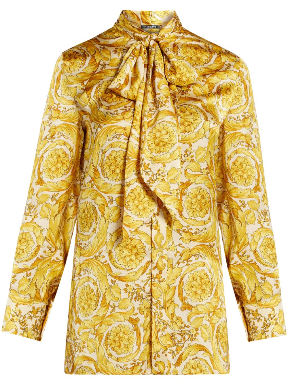 Versace Zijden overhemd met barokprint Geel