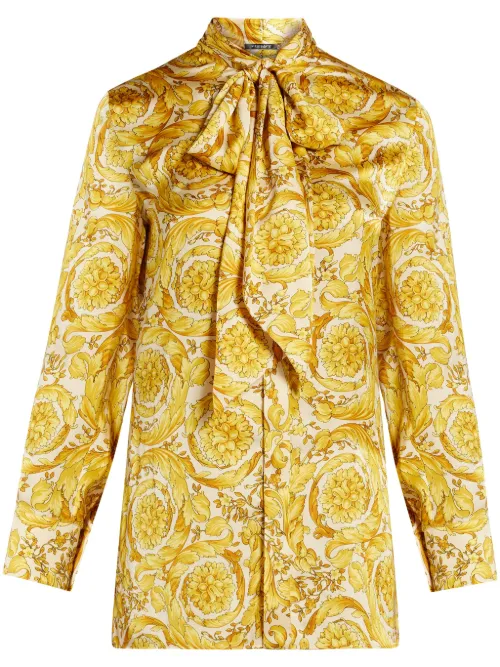 Chemise en soie à imprimé Barocco - Versace - Modalova