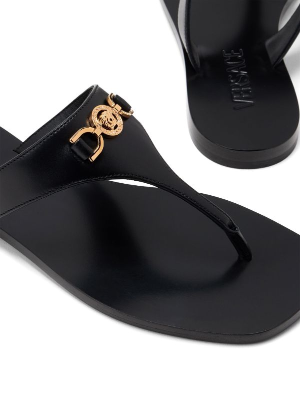 Versace Medusa Head Leather Sandals | Black | FARFETCH AO