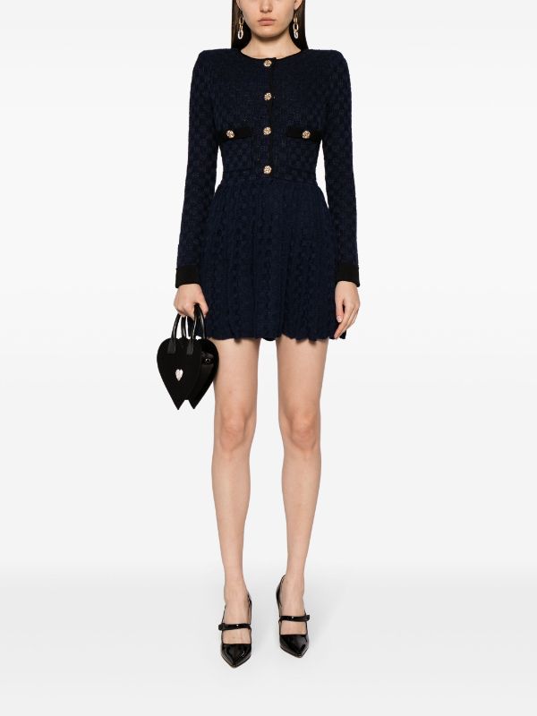 Self-Portrait weave-knit Pleated Minidress - Farfetch