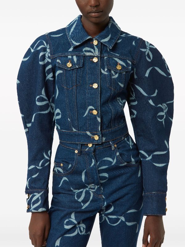 Nina Ricci bow-print Denim Jacket - Farfetch