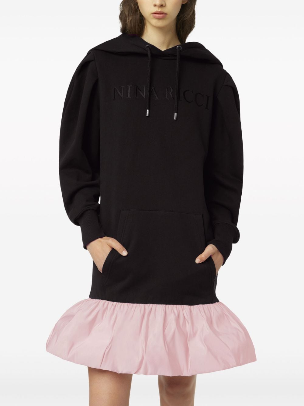 Shop Nina Ricci Logo-print Cotton Sweatshirt Minidress In Black