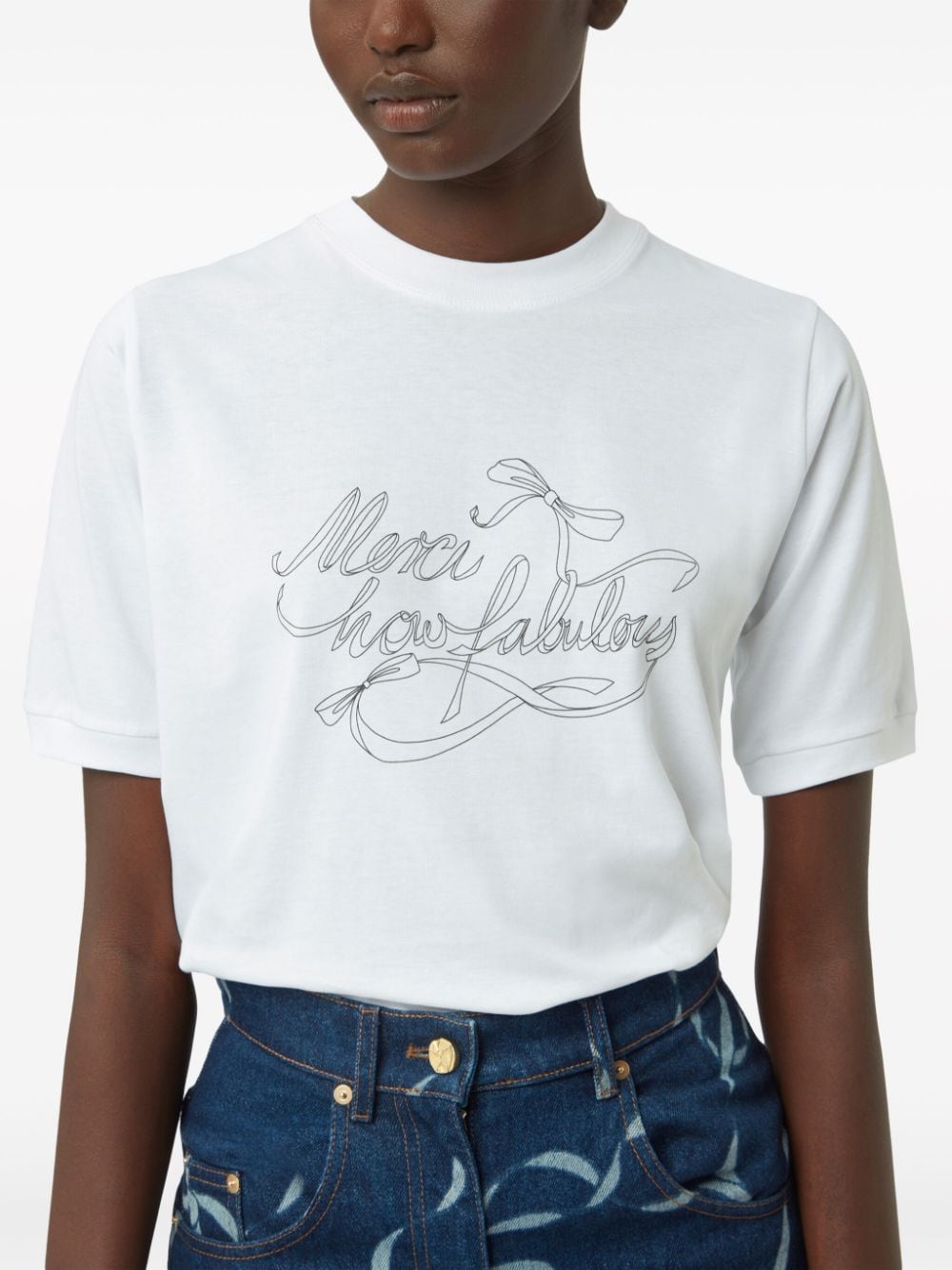 Shop Nina Ricci How Fabulous Cotton T-shirt In White