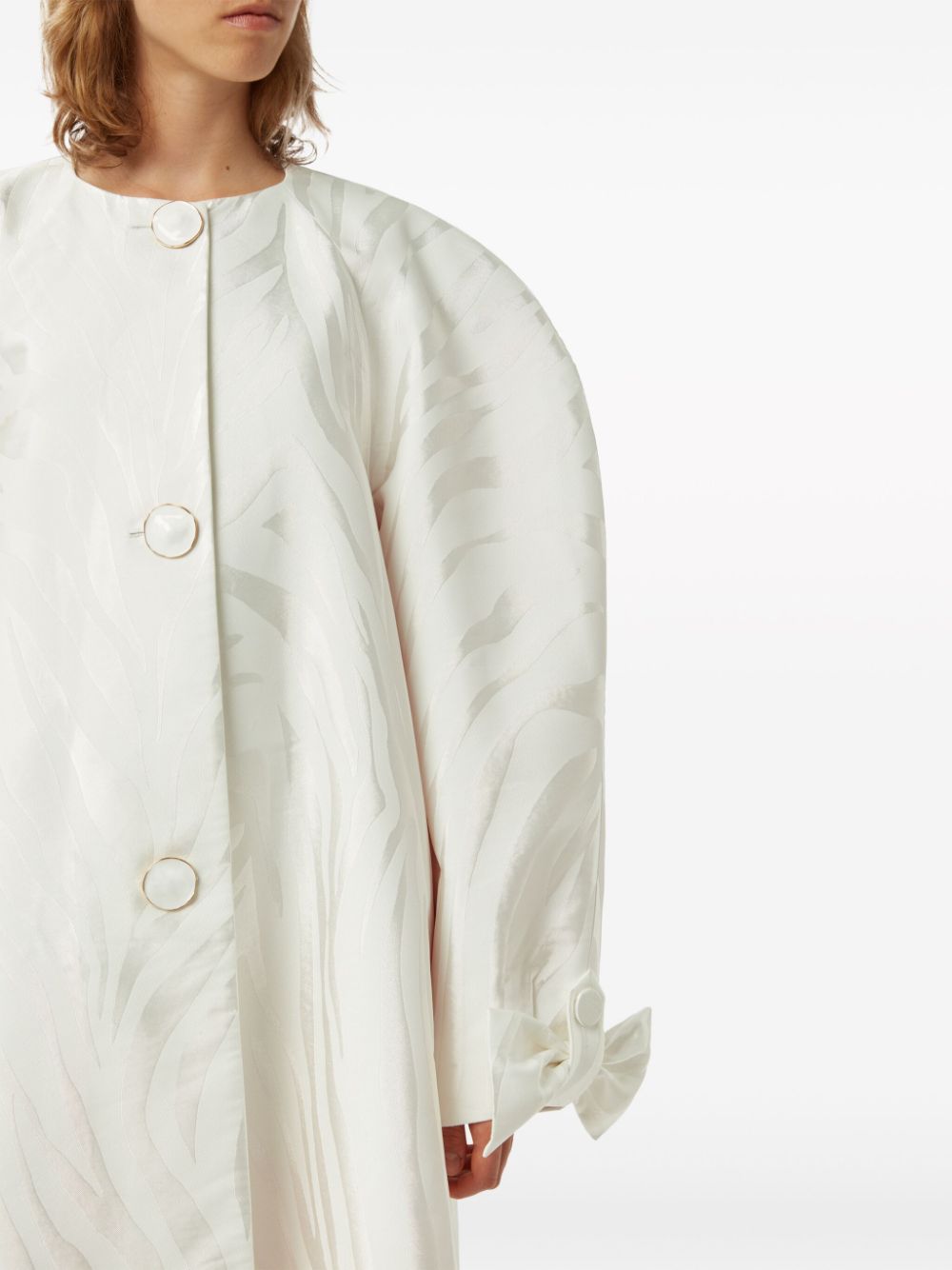 Shop Nina Ricci Opera Jacquard Cocoon Coat In White