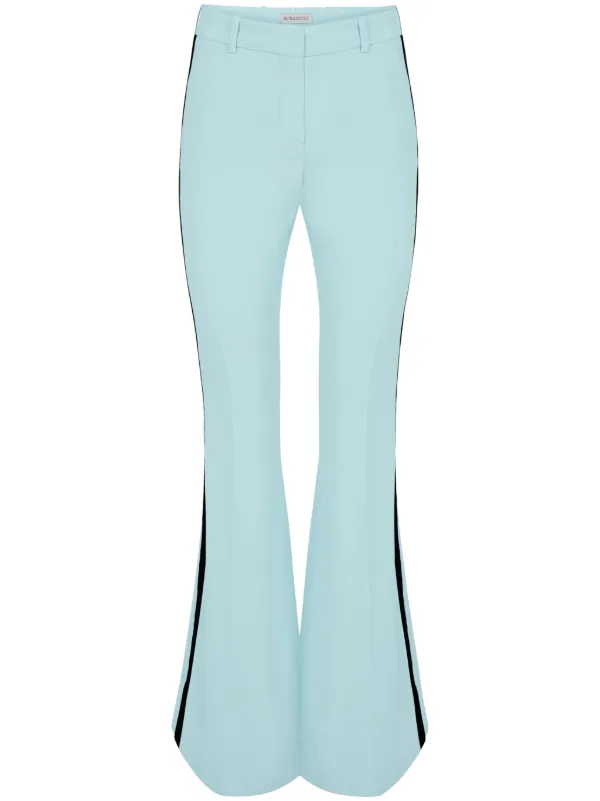 Nina Ricci Velvet-trim Flared Trousers in Blue
