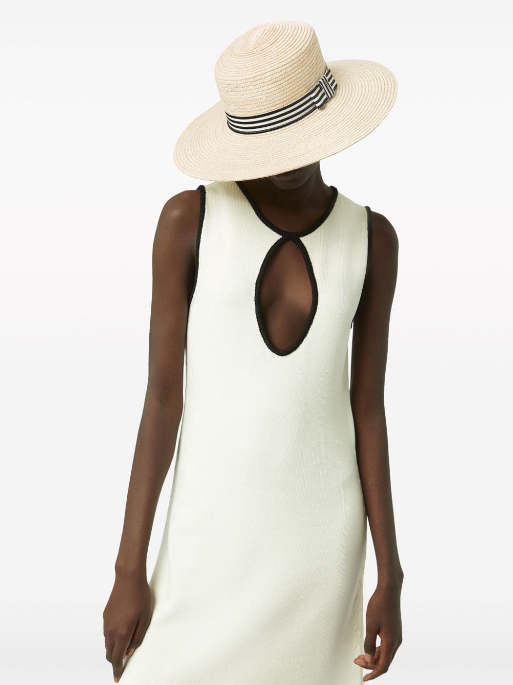 NINA RICCI RIBBON-DETAIL STRAW HAT 