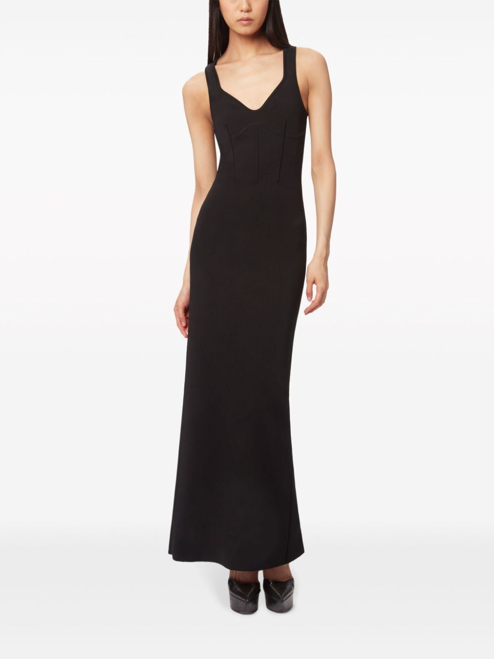 Shop Nina Ricci Corset-style Maxi Dress In Black