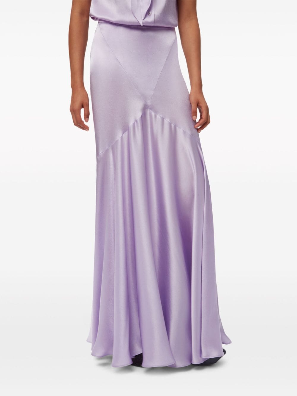 Shop Nina Ricci Satin Maxi Skirt In Purple