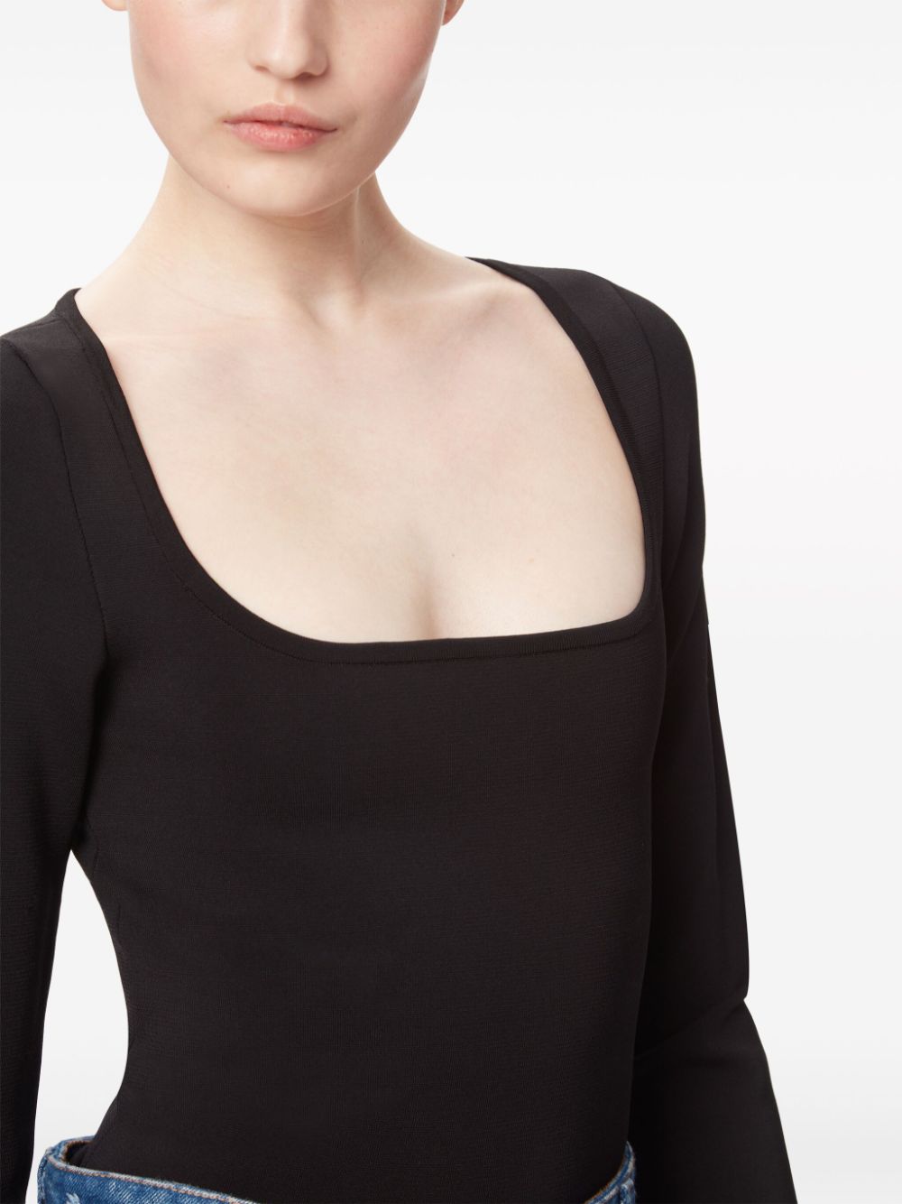 Shop Nina Ricci Square-neck Jersey Top In Black