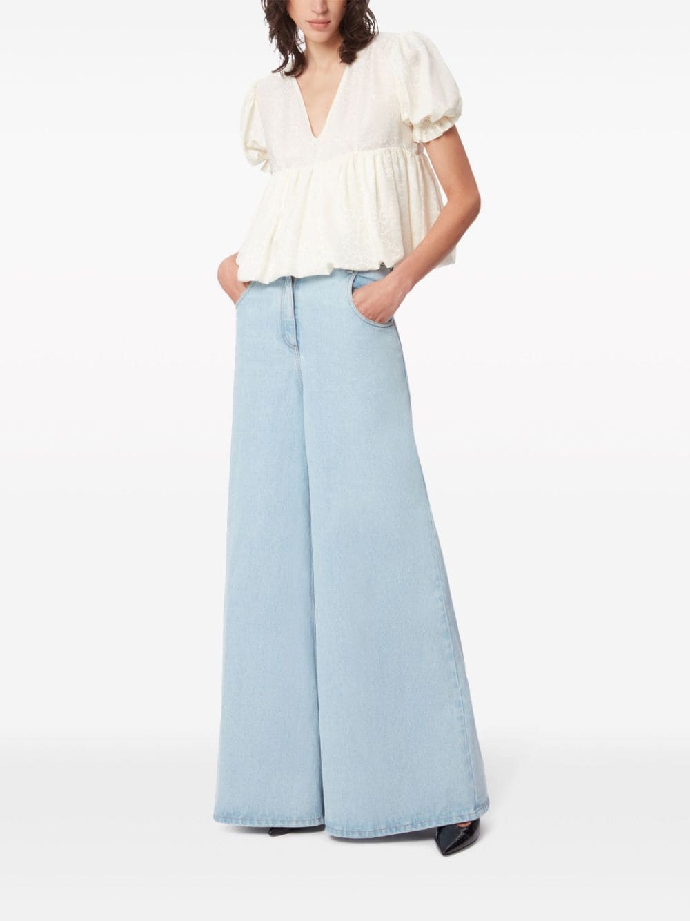 Shop Nina Ricci Mid-rise Flared Jeans In 蓝色