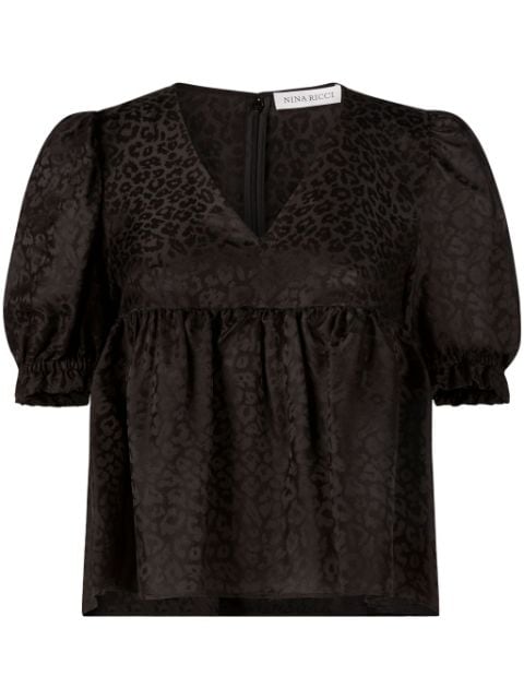 Nina Ricci blusa babydoll con motivo de leopardo