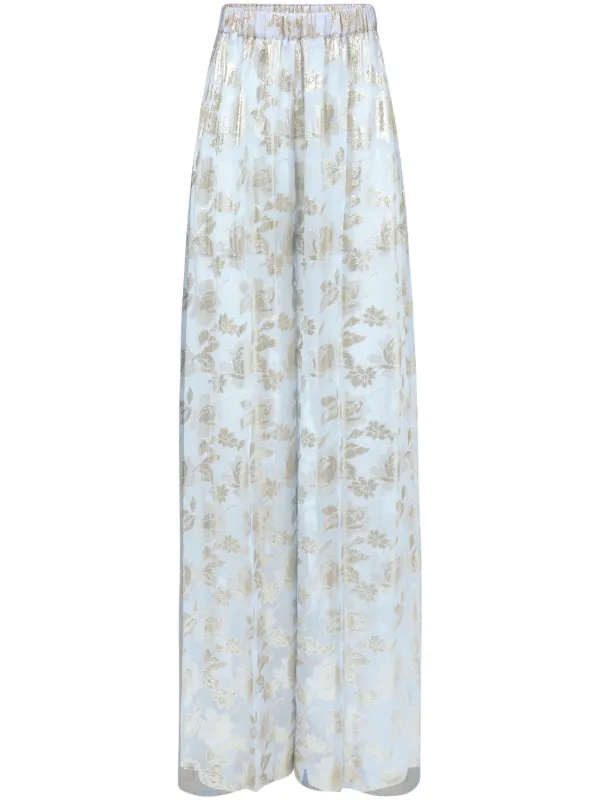 Nina Ricci Floral-jacquard Palazzo Pants in Blue