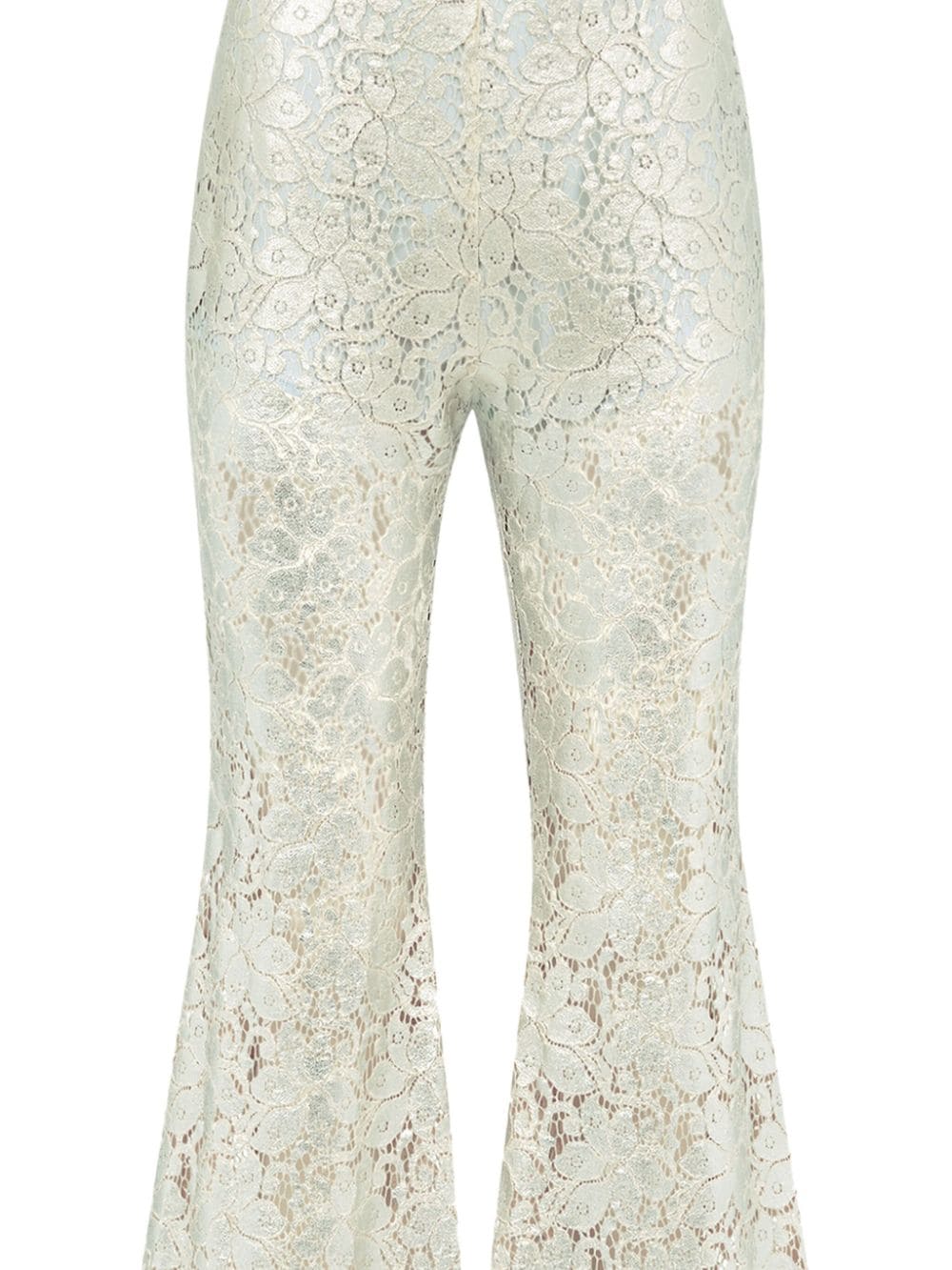 Shop Nina Ricci Guipure-lace Long-length Flared Trousers In Neutrals