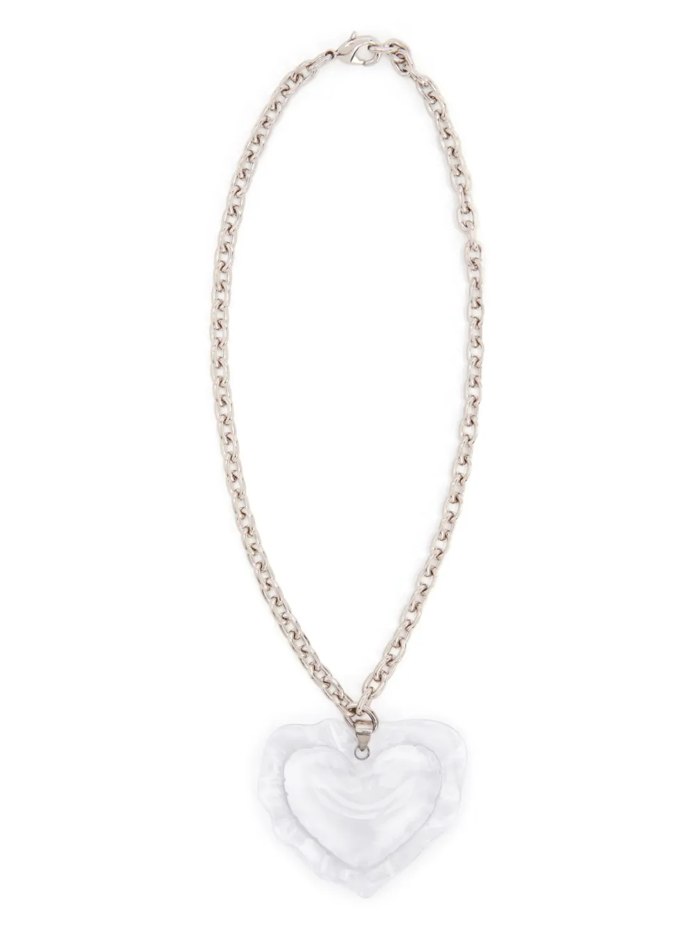 Nina Ricci Cushion Heart Pendant Necklace In White