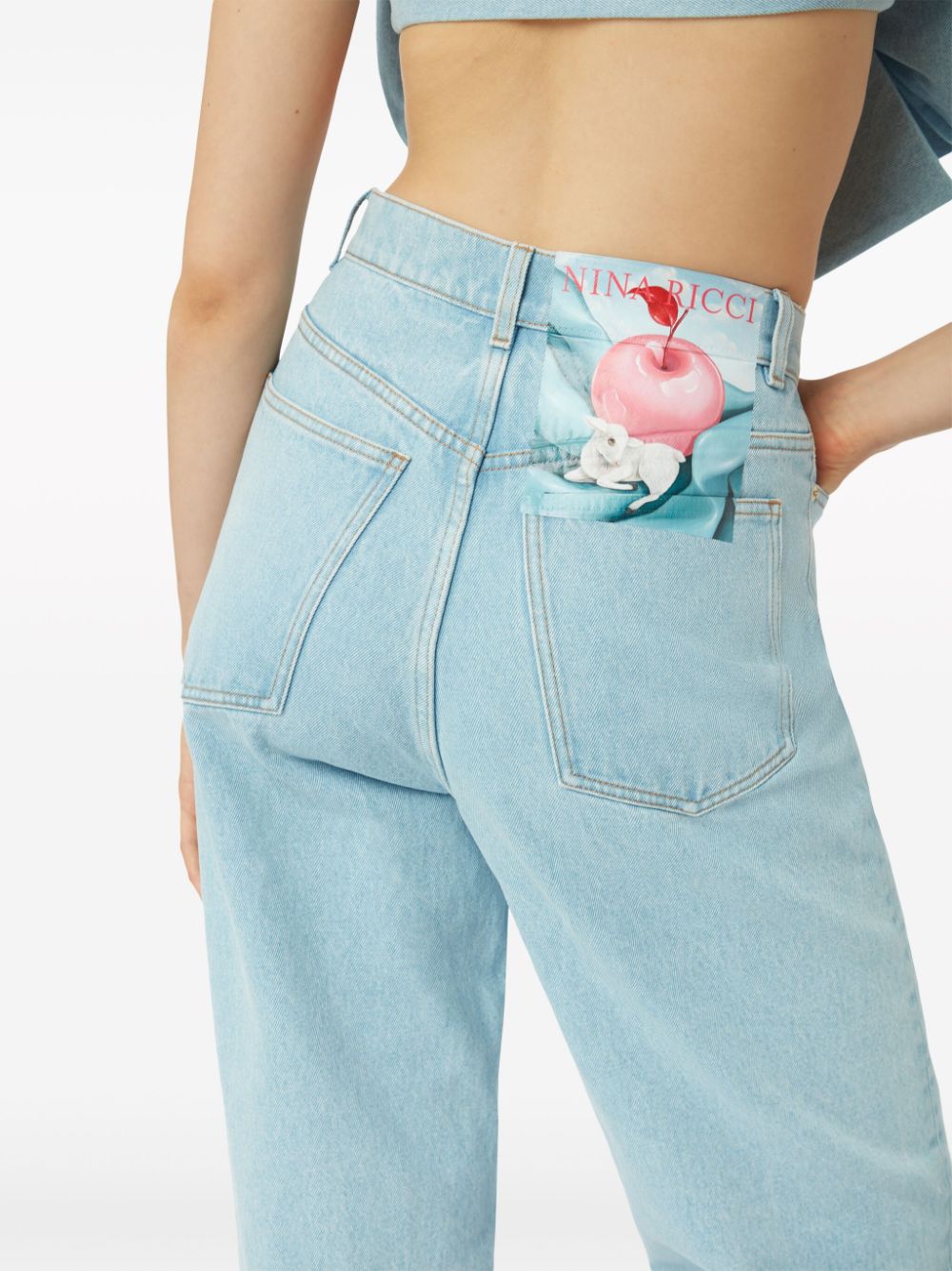 Shop Nina Ricci Logo-patch High-rise Boyfriend Jeans In Blue