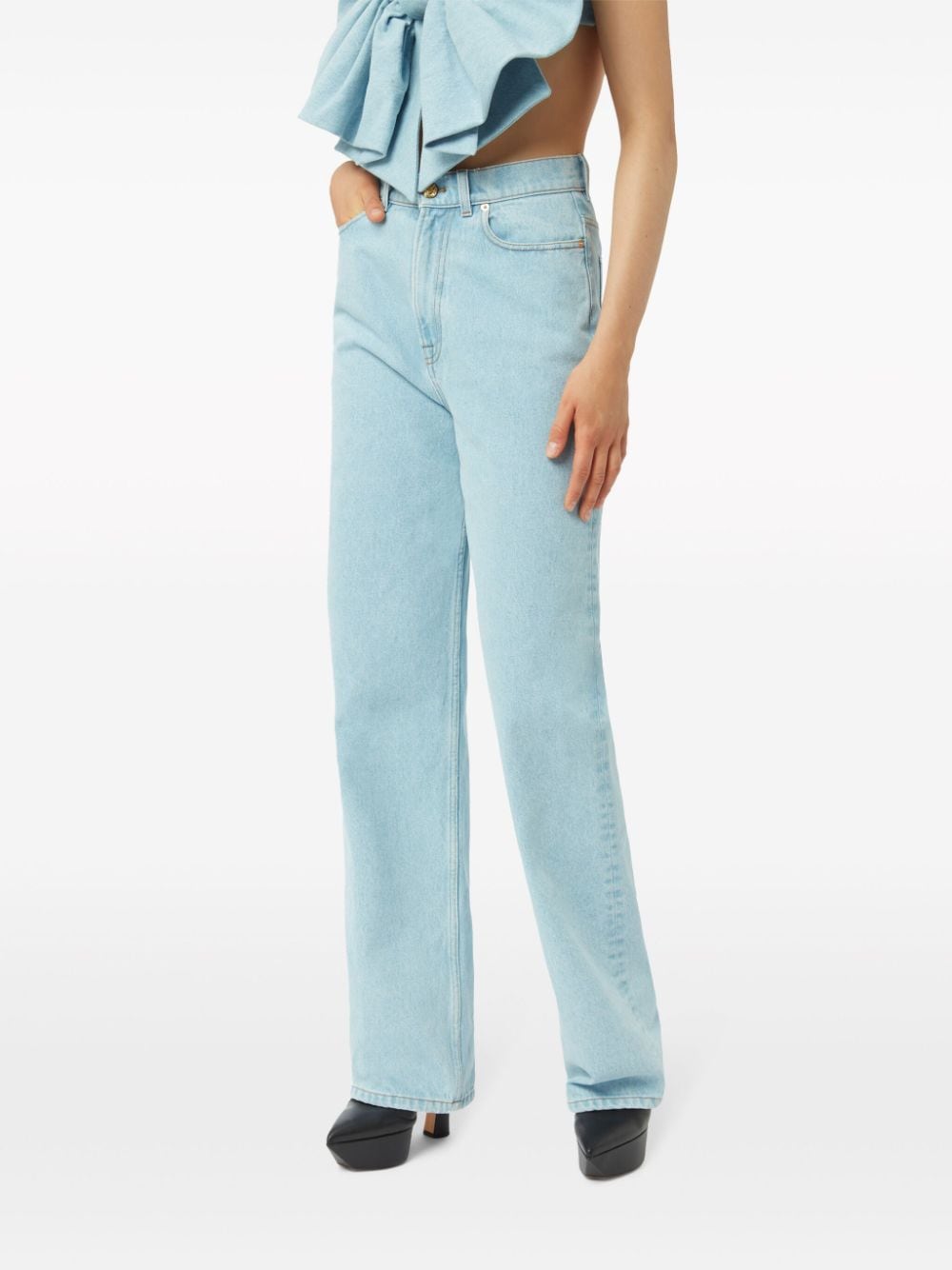 Nina Ricci High waist jeans met logopatch Blauw