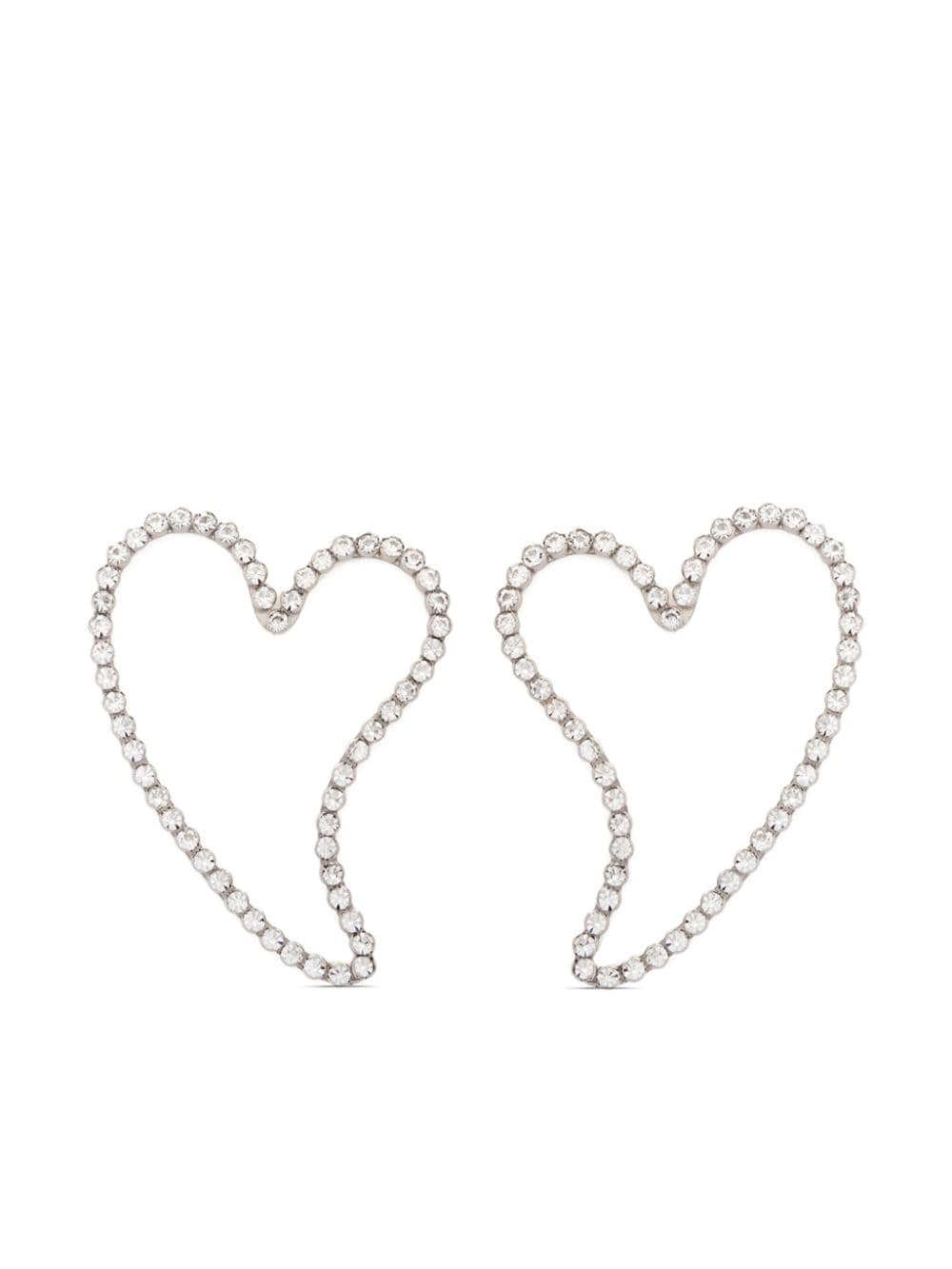 Image 1 of Nina Ricci heart rhinestone-embellished earrings