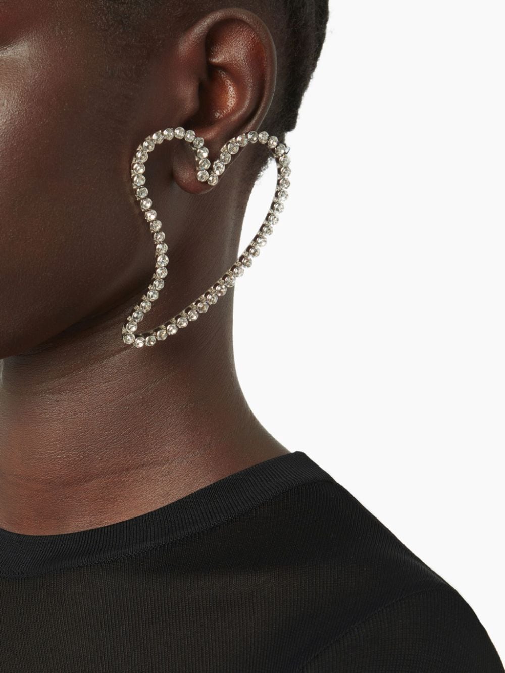 Shop Nina Ricci Heart Rhinestone-embellished Earrings In Silver