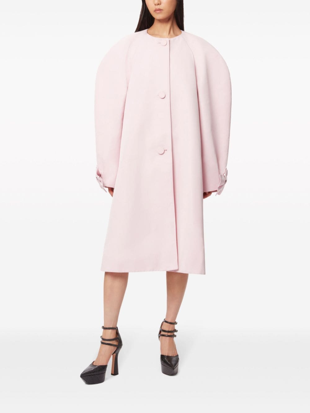 Shop Nina Ricci Single-breasted Cocoon Coat In Pink