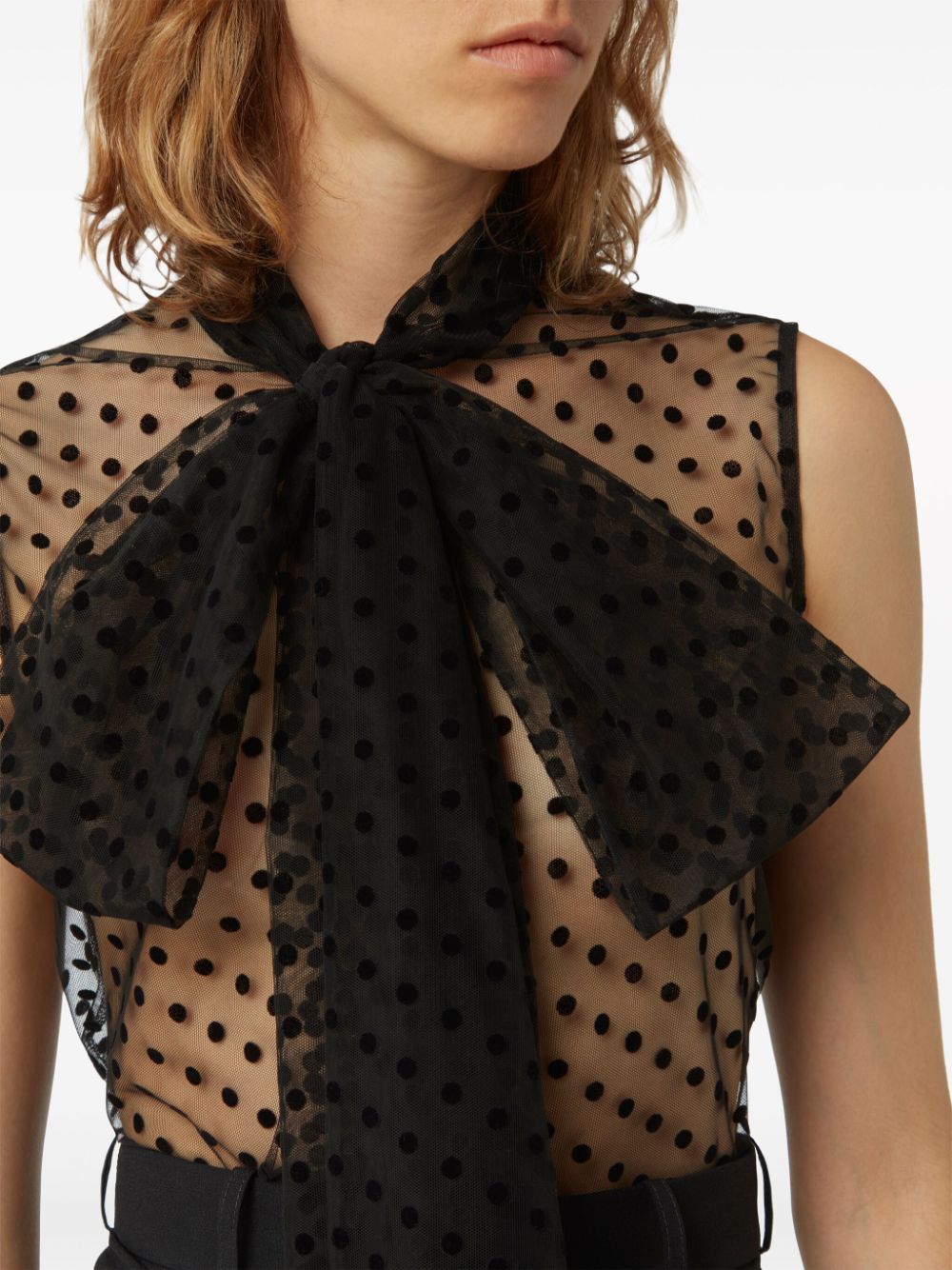 Shop Nina Ricci Polka Dot-print Sleeveless Shirt In Black