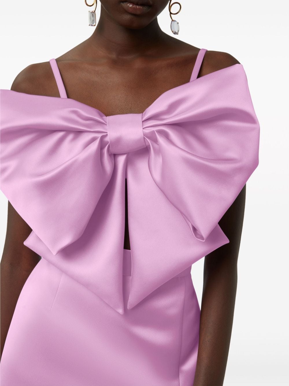 Shop Nina Ricci Bow-detail Satin-finish Crop Top In Pink