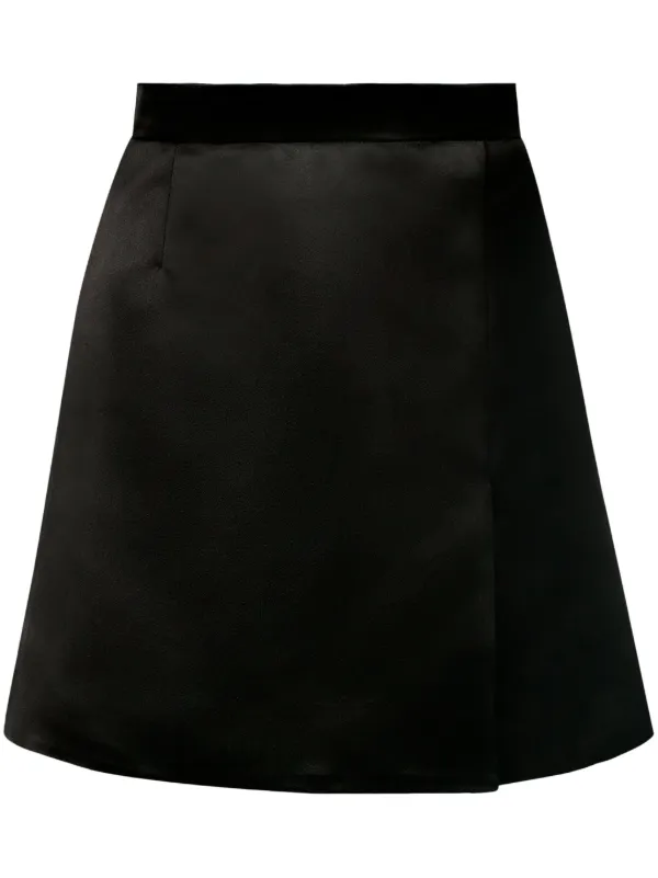 Nina Ricci A-line Satin Skirt in Black