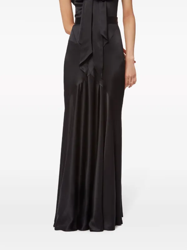 Black satin mermaid skirt hotsell