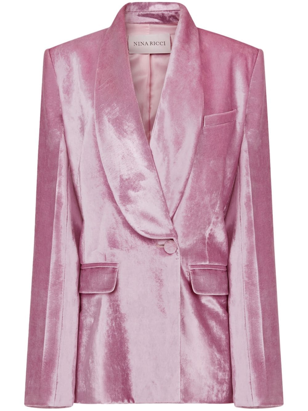 Shop Nina Ricci Velvet Single-breasted Blazer In Pink