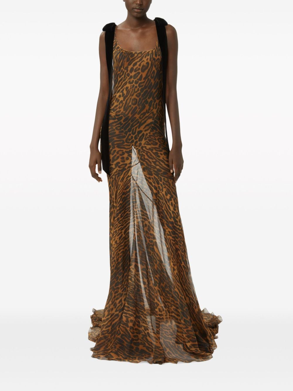 Nina Ricci Zijden maxi-jurk met luipaardprint Bruin