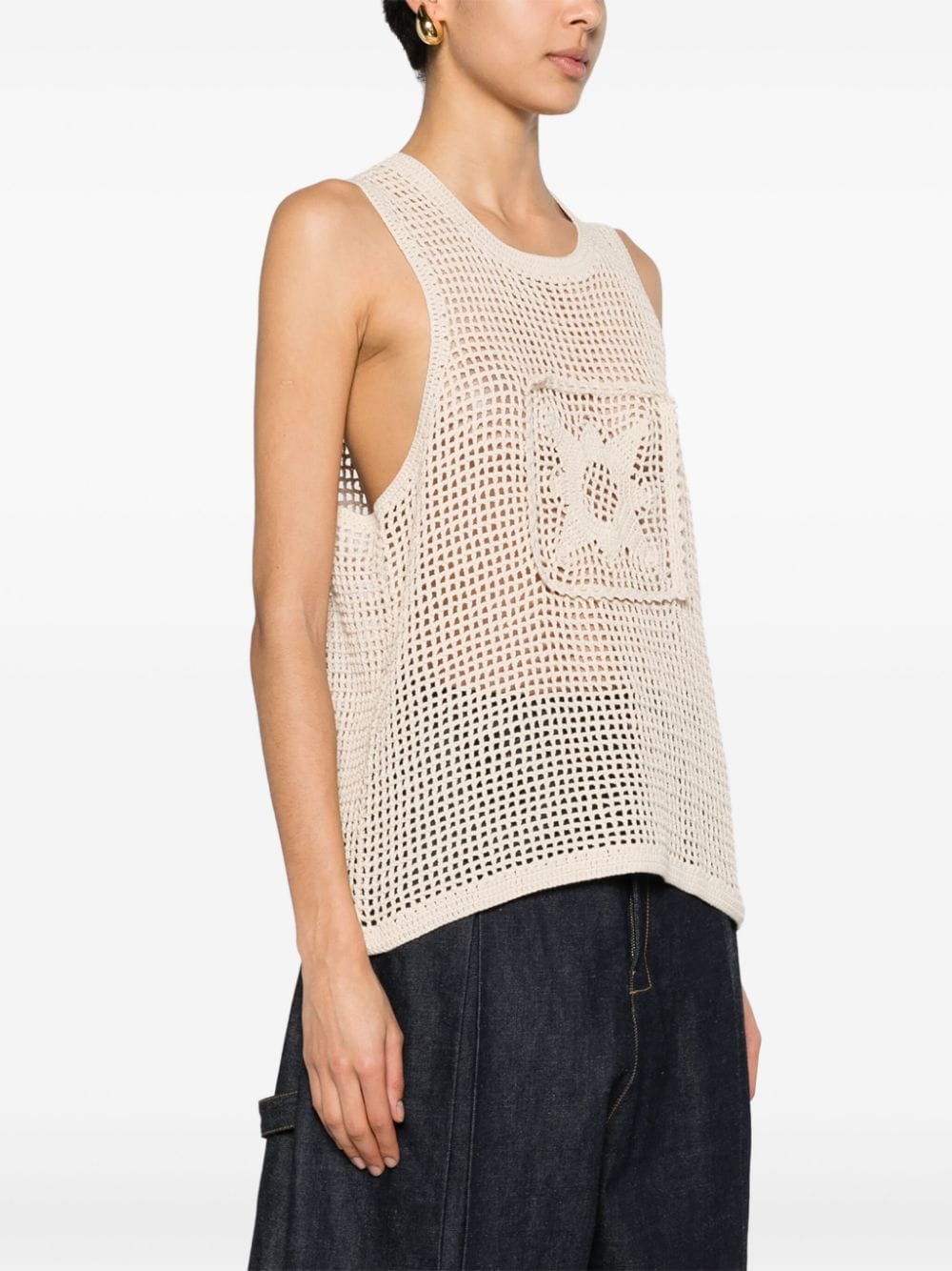 Shop Nanushka Myrtille Crochet-knit Top In Neutrals