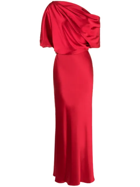 Amsale off-shoulder draped maxi dress
