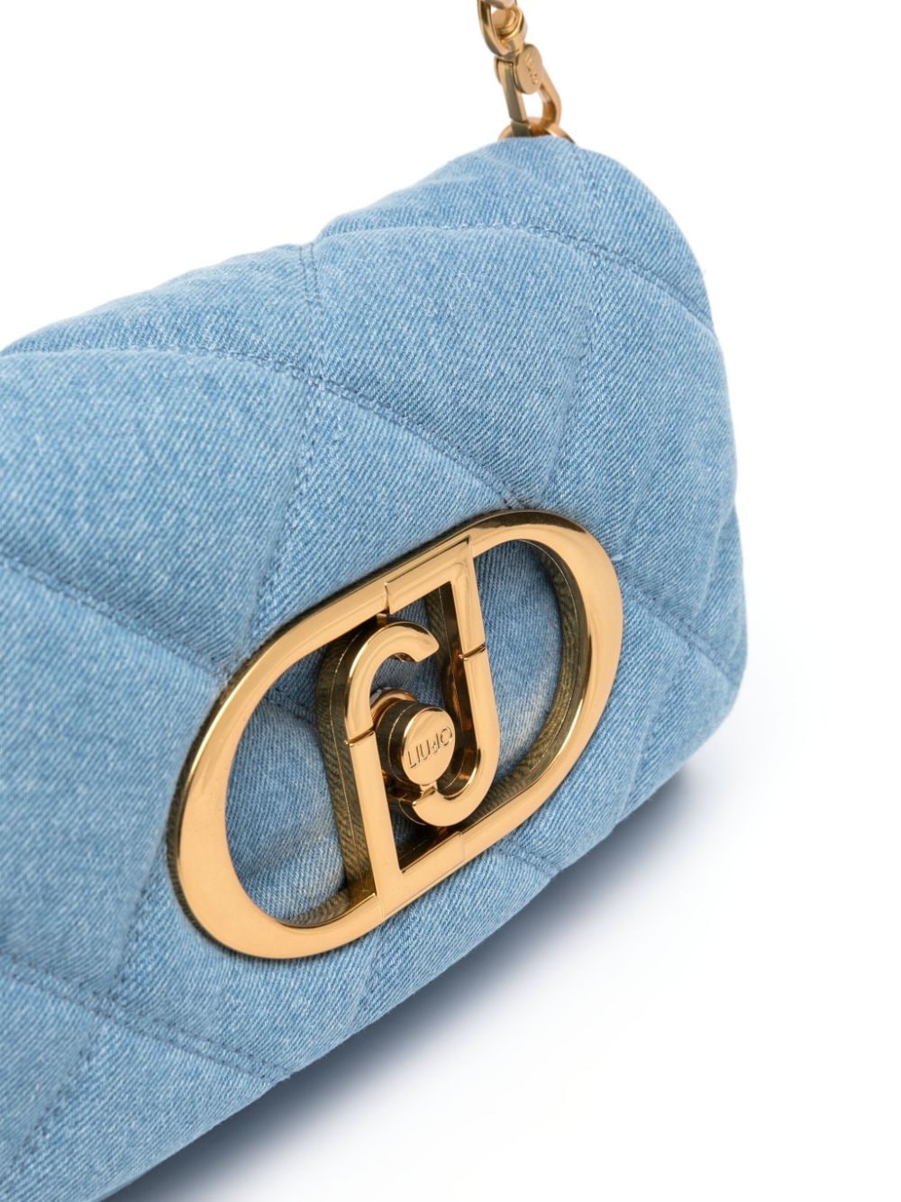 Shop Liu •jo Logo-plaque Denim Crossbody Bag In Blue
