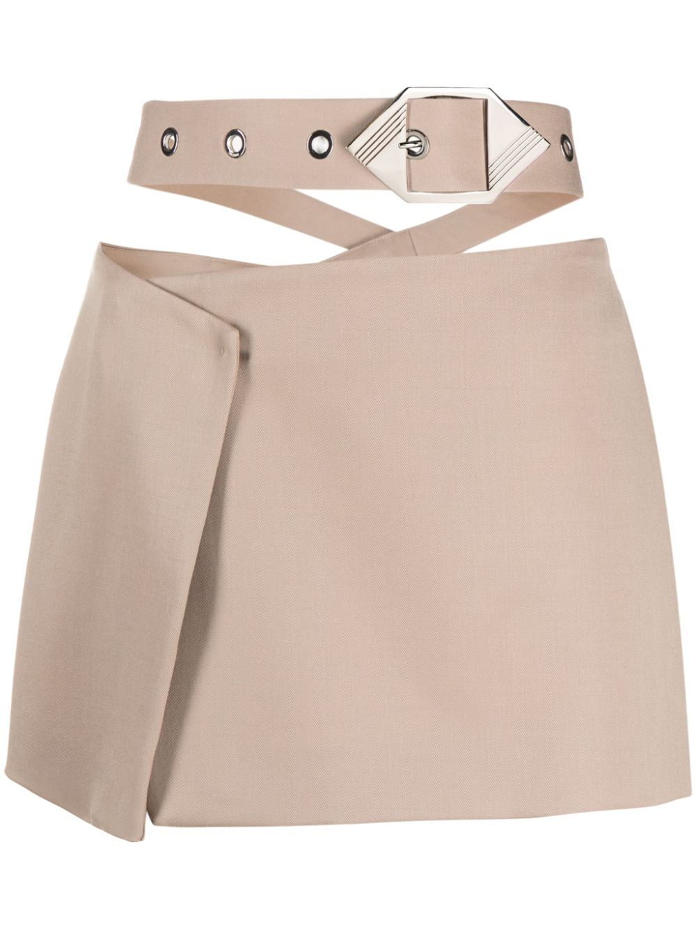 The Attico asymmetric belted miniskirt - Toni neutri