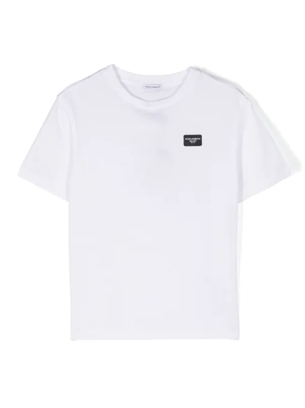 DOLCE&GABBANA kids Tシャツ DOLCE & GABBANA Kids T-shirt White Embellished Cotton Long