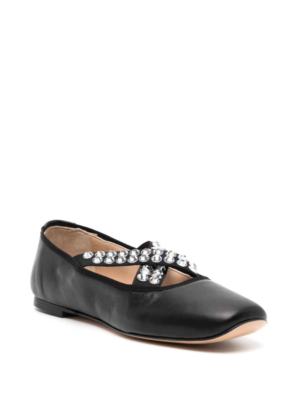 Shop Casadei Crystal-embellished Ballerina Shoes In 黑色