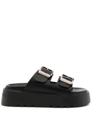 Casadei Birkly plaid-embellished Platform Sandals | Black | FARFETCH