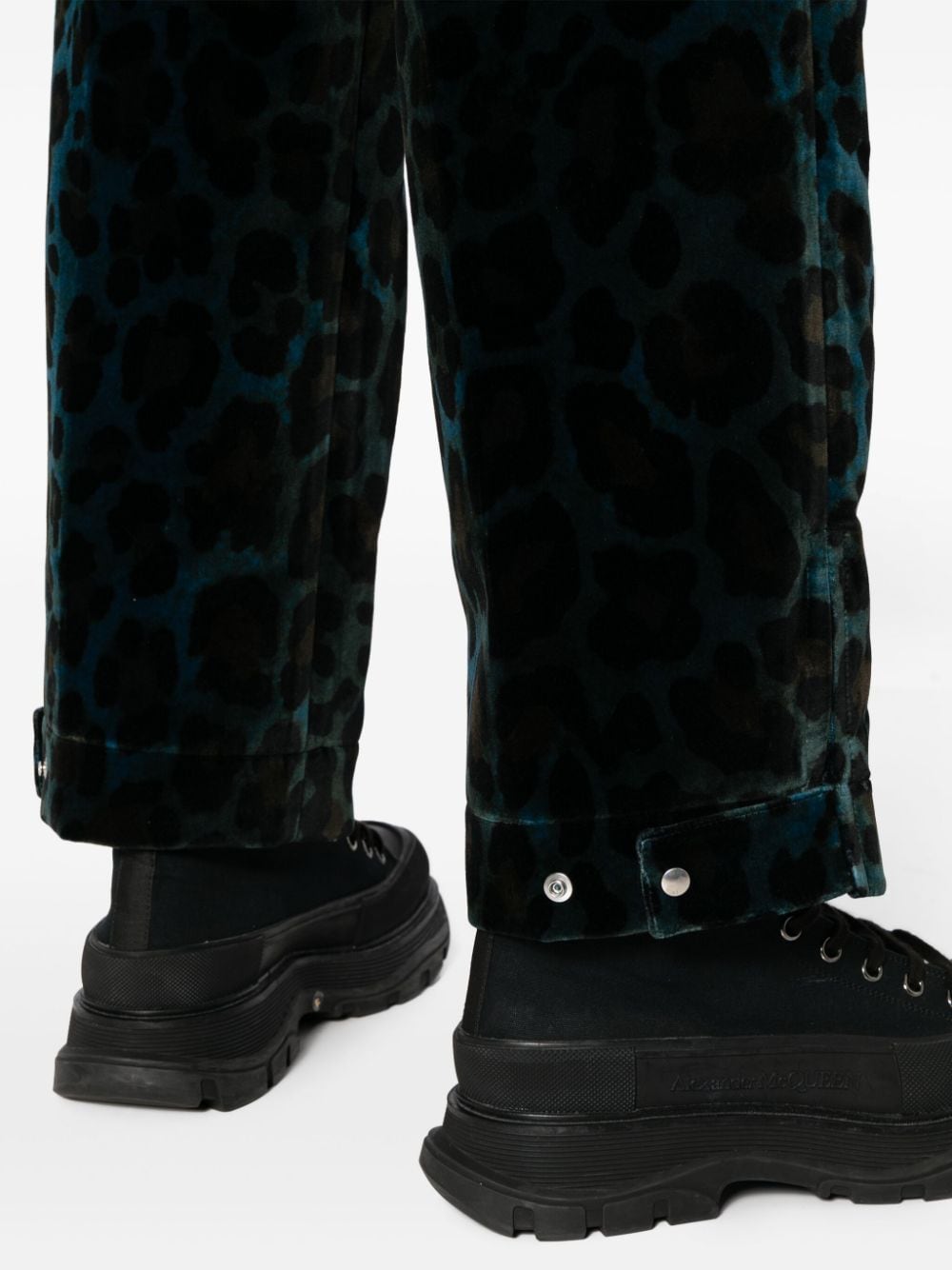 Shop Oamc Combine Leopard-print Cargo Trousers In Green